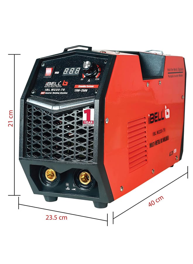 iBELL M220-78 Inverter ARC Welding Machine 220A | Multi-Metal Welder (MS, CS, SS, AL, CU, FE, ZN) | Hot Start, Anti-Stick, Arc Force | IGBT | Adjustable VRD | 1.6–4mm Electrodes view 2