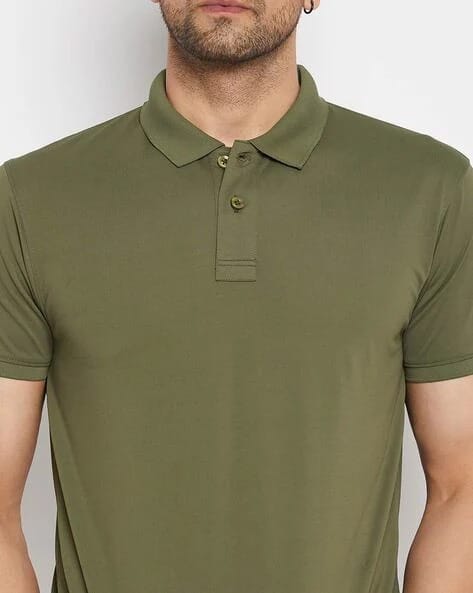 Mens Olive Green Polo Shirt view 2