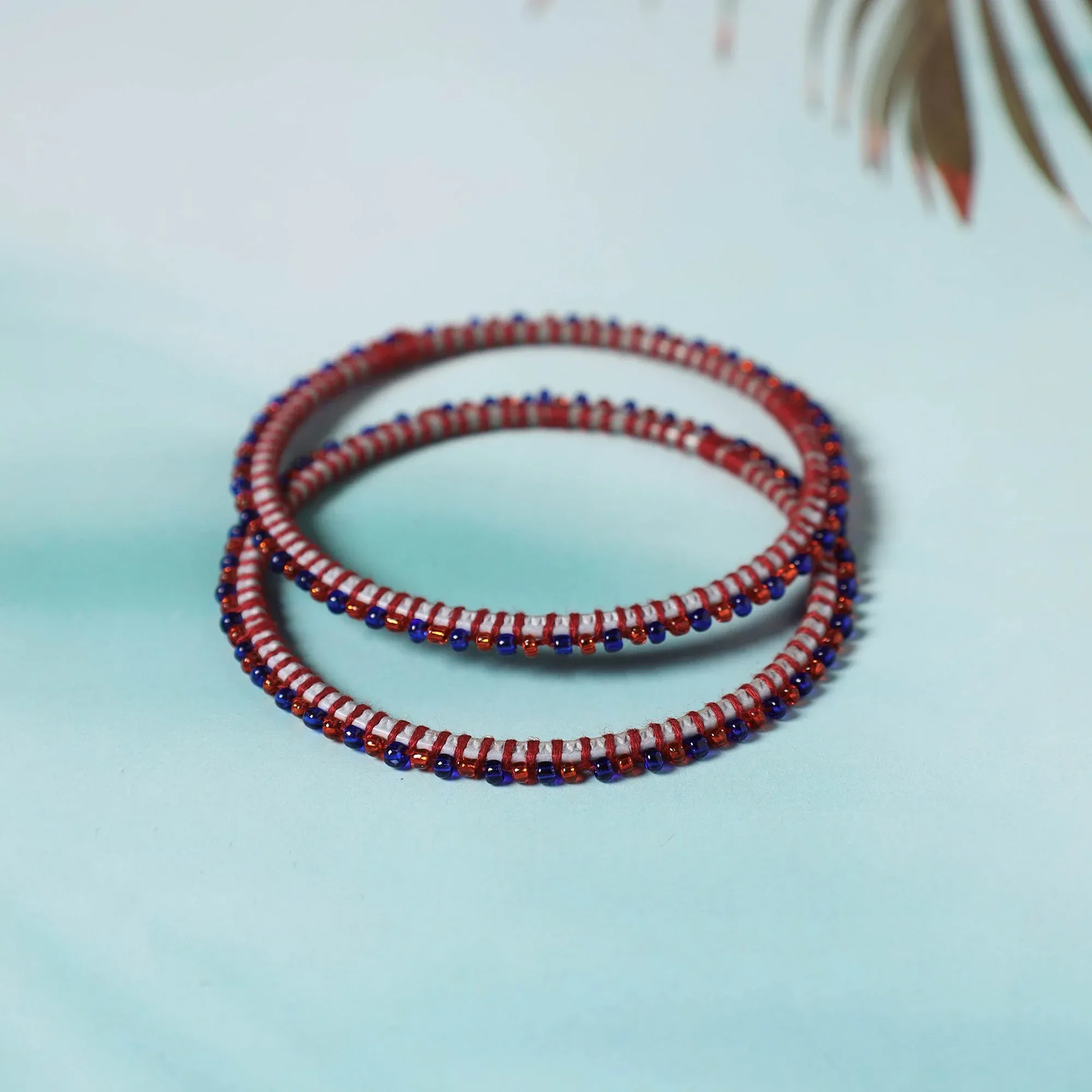 Multicolor - Hand Embroidered Beadwork Bangle (Set of 2) view 2