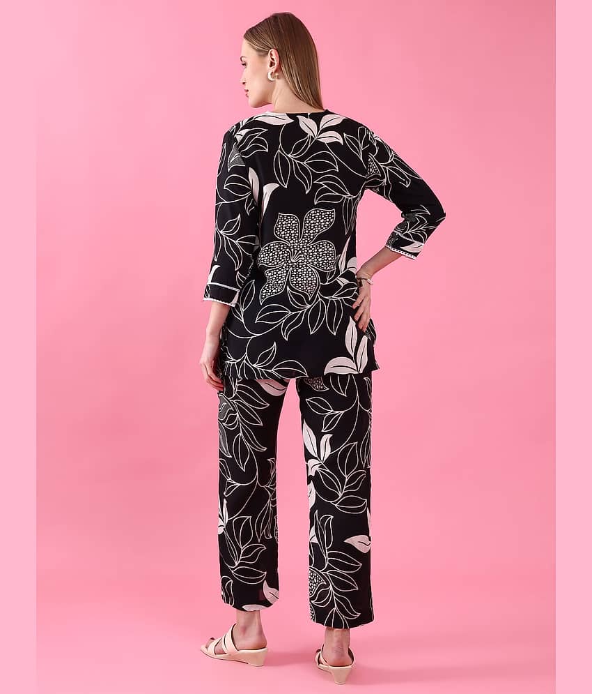 Sheetal associates Women Printed Top With Trousers Co-Ord Set ( Black ) view 2