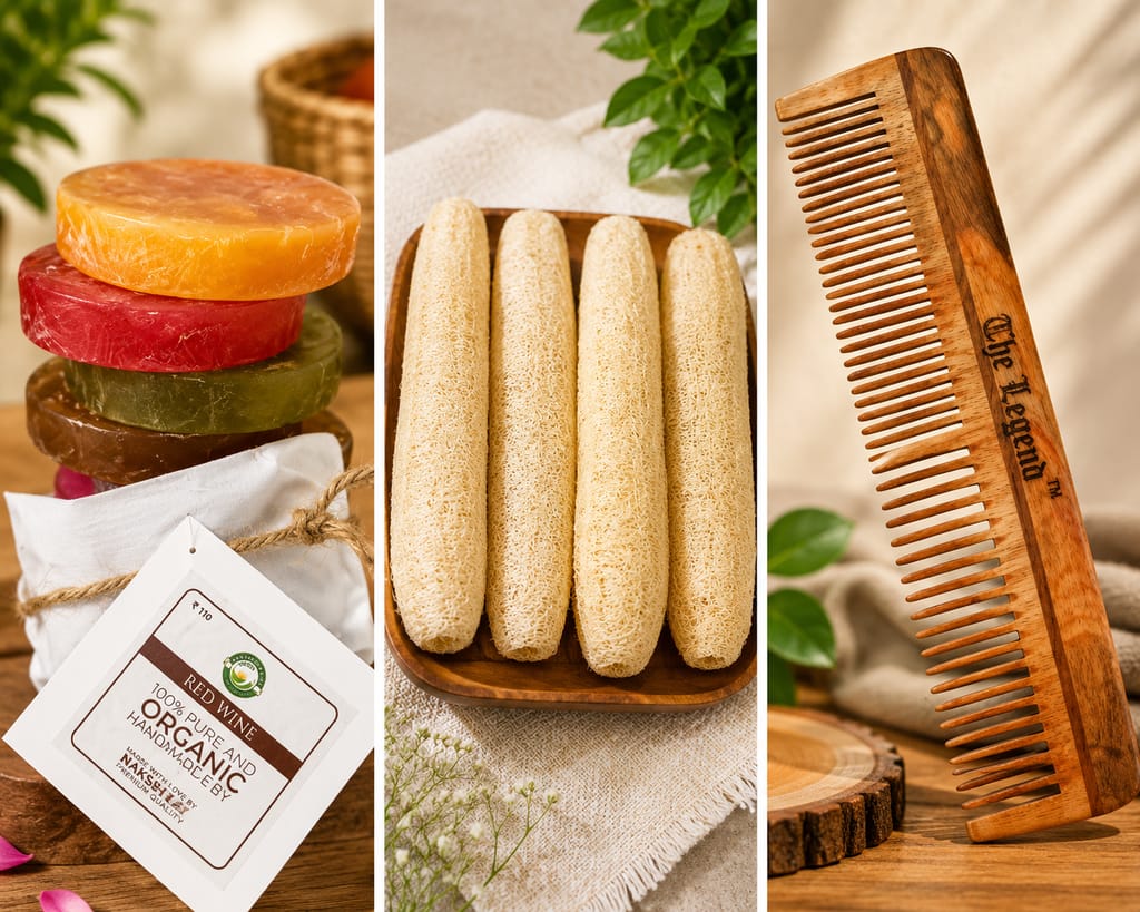 Soap with natural loofah & Neem Wood Comb view 2