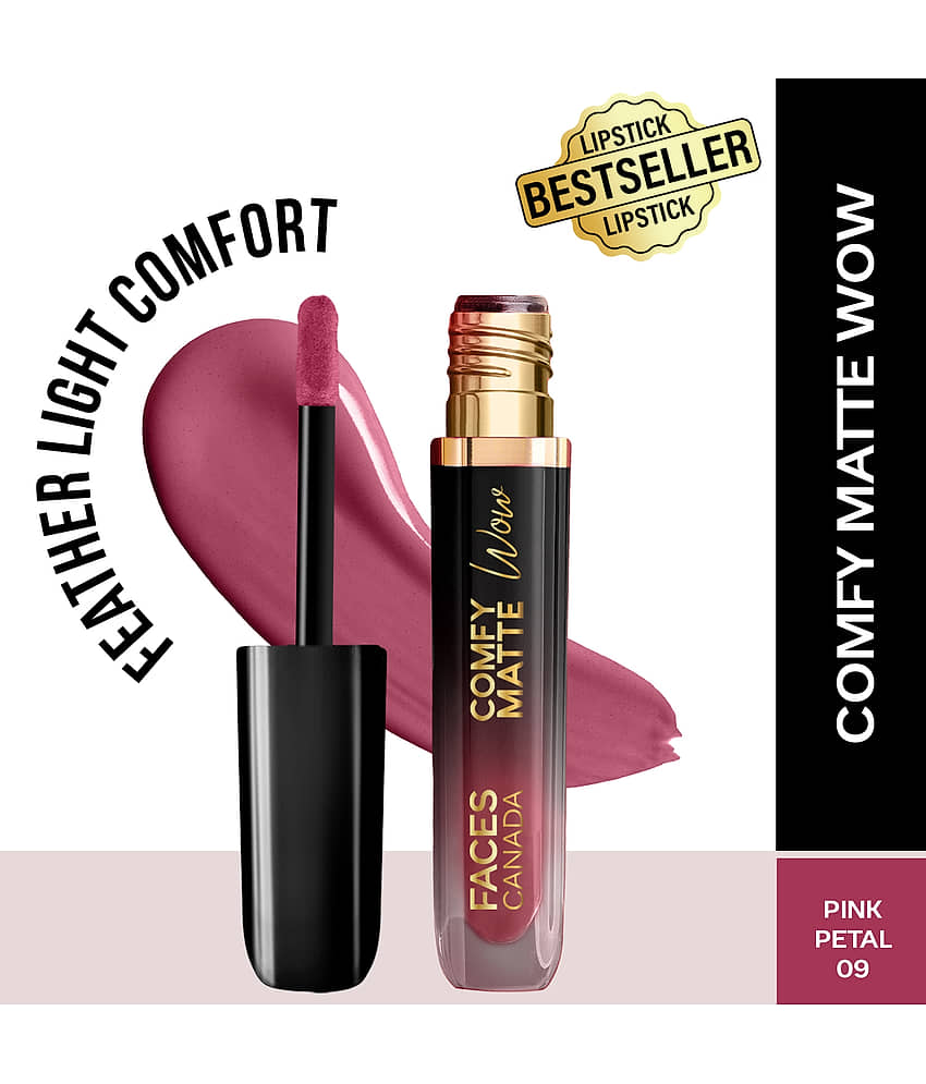 FACES CANADA Comfy Matte Wow Liquid Lipstick , Choco Couture 01, 3.8ml , One Swipe Application