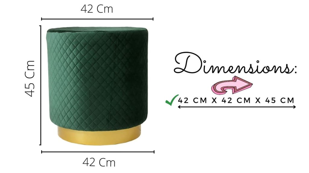 Shadowkart Ottoman Pouffes Sitting Mudda Puffy Stool for Living Room Dressing Table Pouf Round Footstool for Office Home Decor, Check Holland Velvet ,16x16x17 Inch view 2