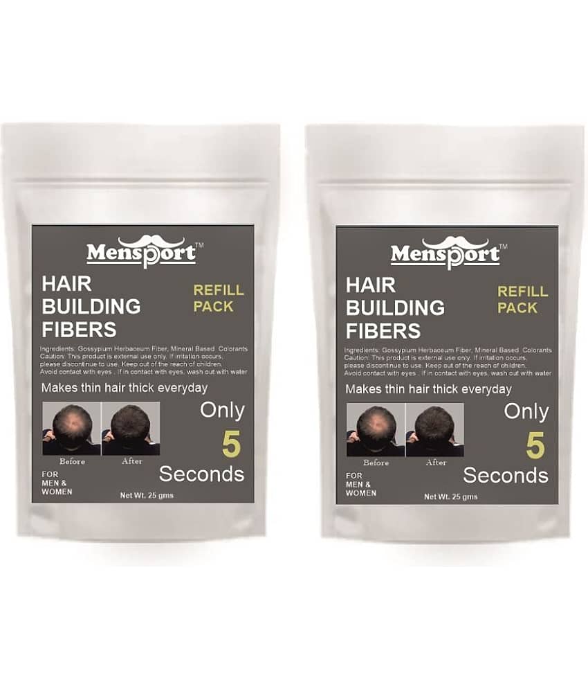 Mensport Hair Building Fiber Instant Fuller Hair Refill Pack (Black) 25 gm Pack of 2