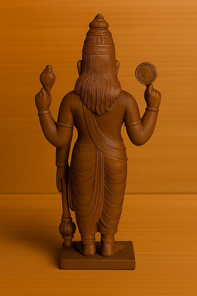 Handcrafted Wooden Lord Vishnu Statue - Divine Idol for Home Temple Decor
