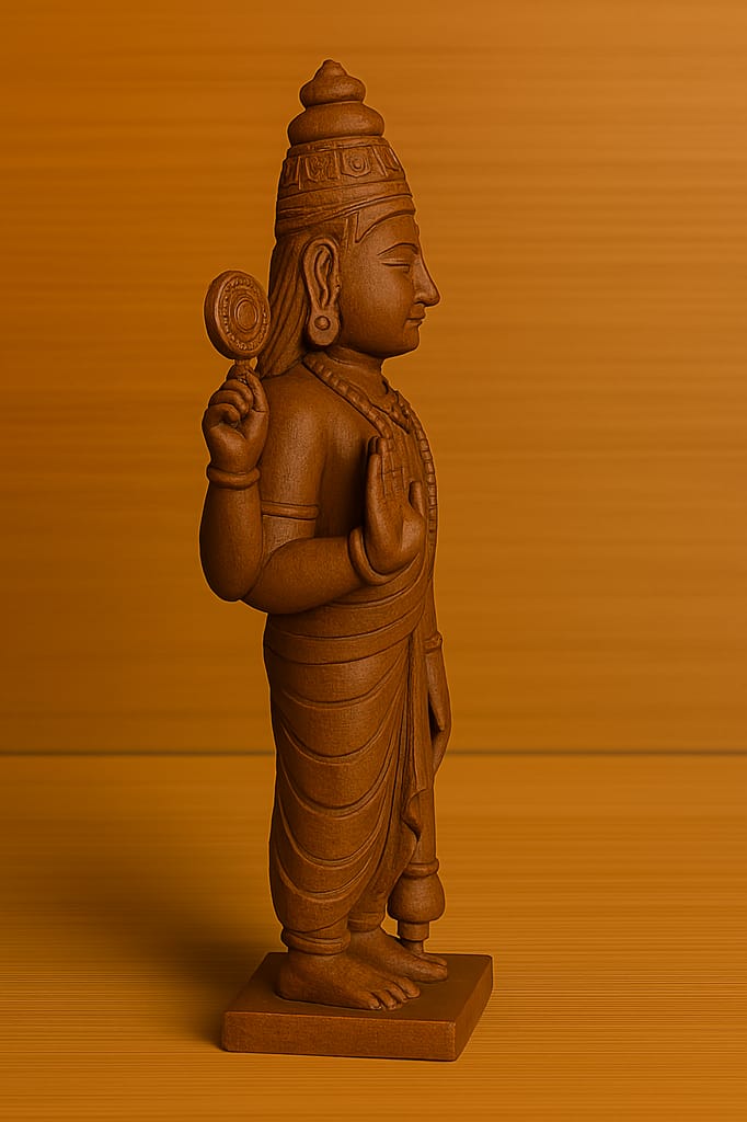 Handcrafted Wooden Lord Vishnu Statue - Divine Idol for Home Temple Decor view 2