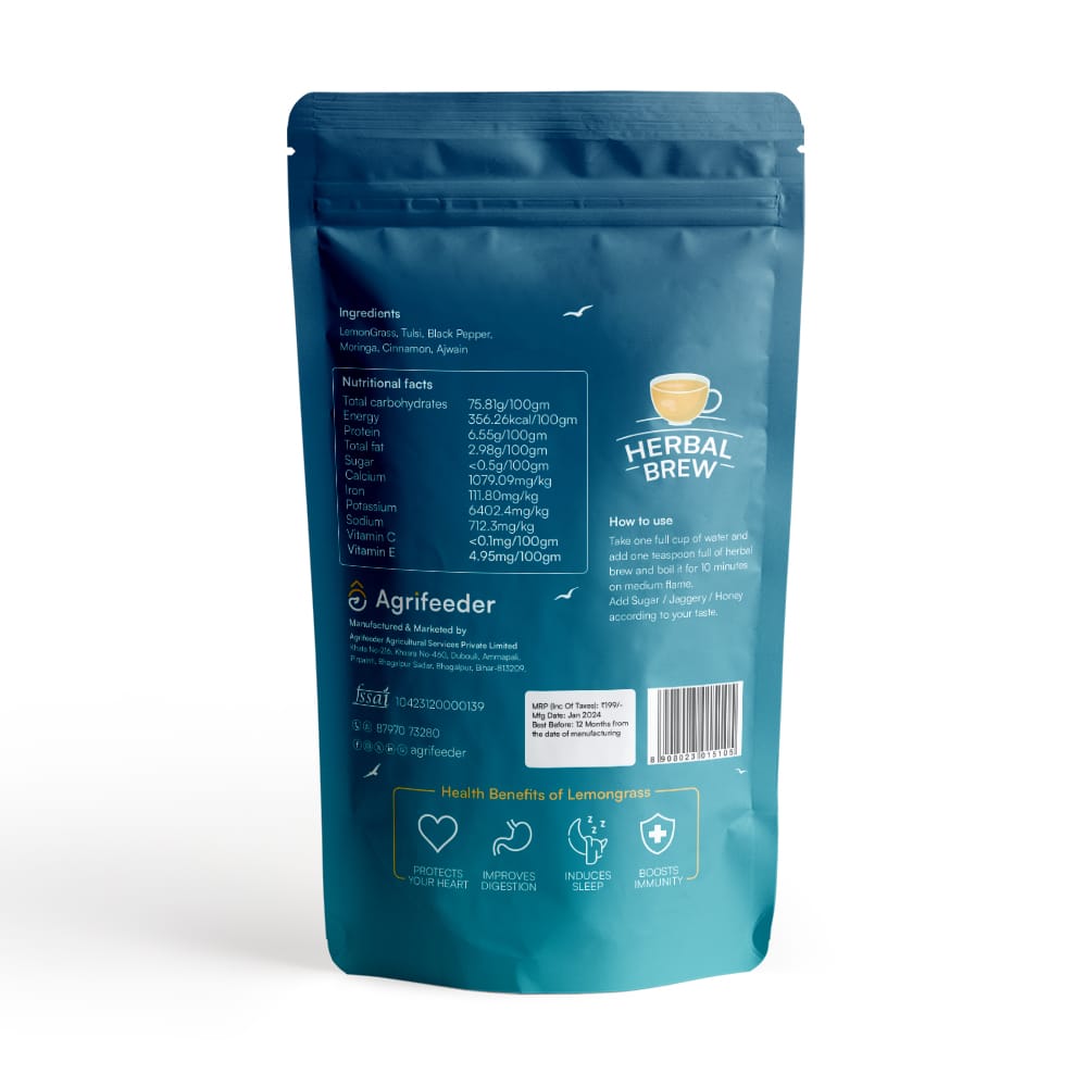 Agrifeeder Lemongrass Herbal Brew - Ajwain Flavour 50gm Pouch view 2