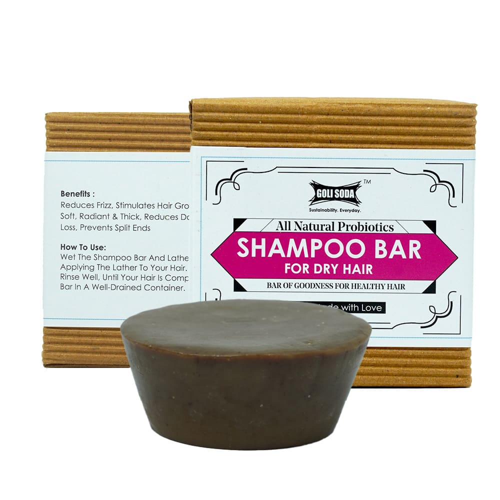 Goli Soda All Natural Probiotics Shampoo Bar for Dry Hair - 90 Gms (Pack Of 2)