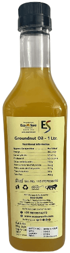 Eco Sure Groundnut Oil - 1 Ltr, Cold Pressed, Natural & Unrefined, For Cooking, Frying and Salad Dressing" view 2