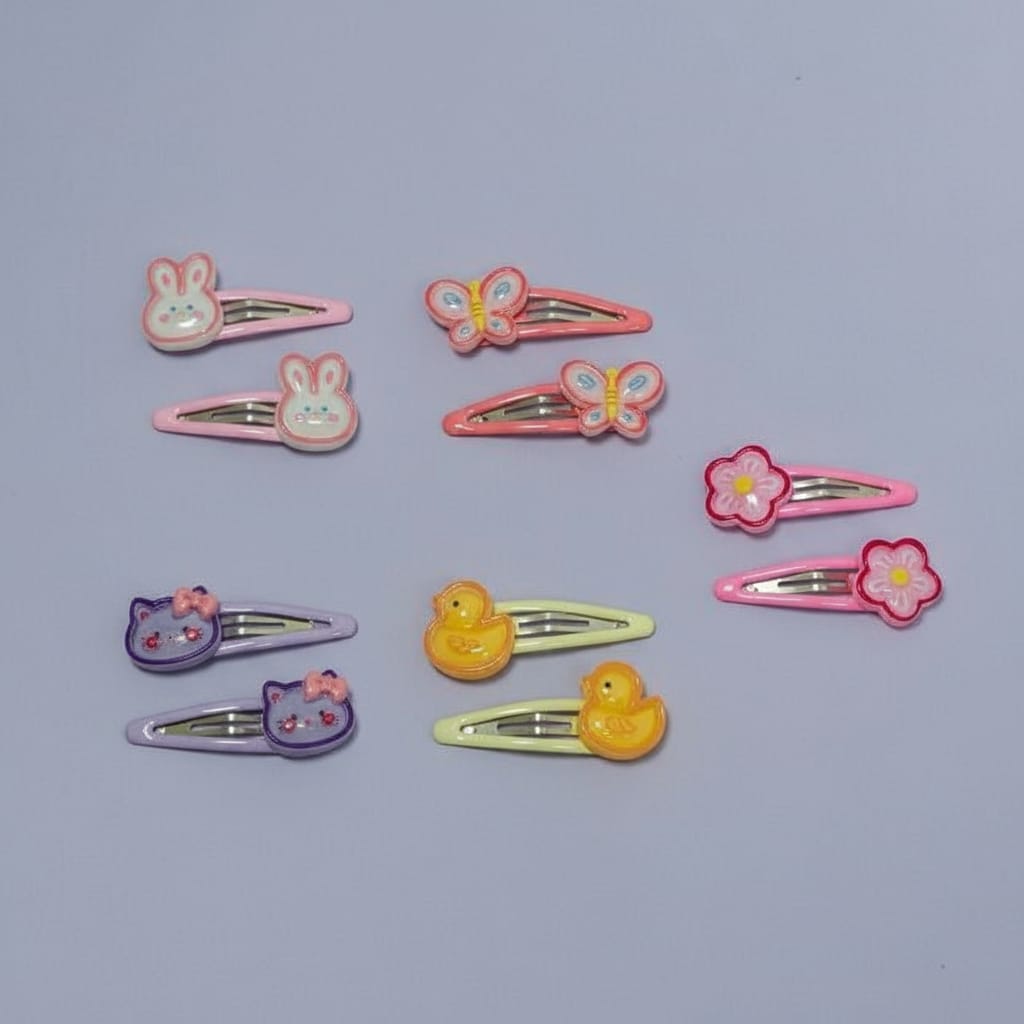Cute Cartoon Snap Hair Clip Set Of 2 (4 pcs)