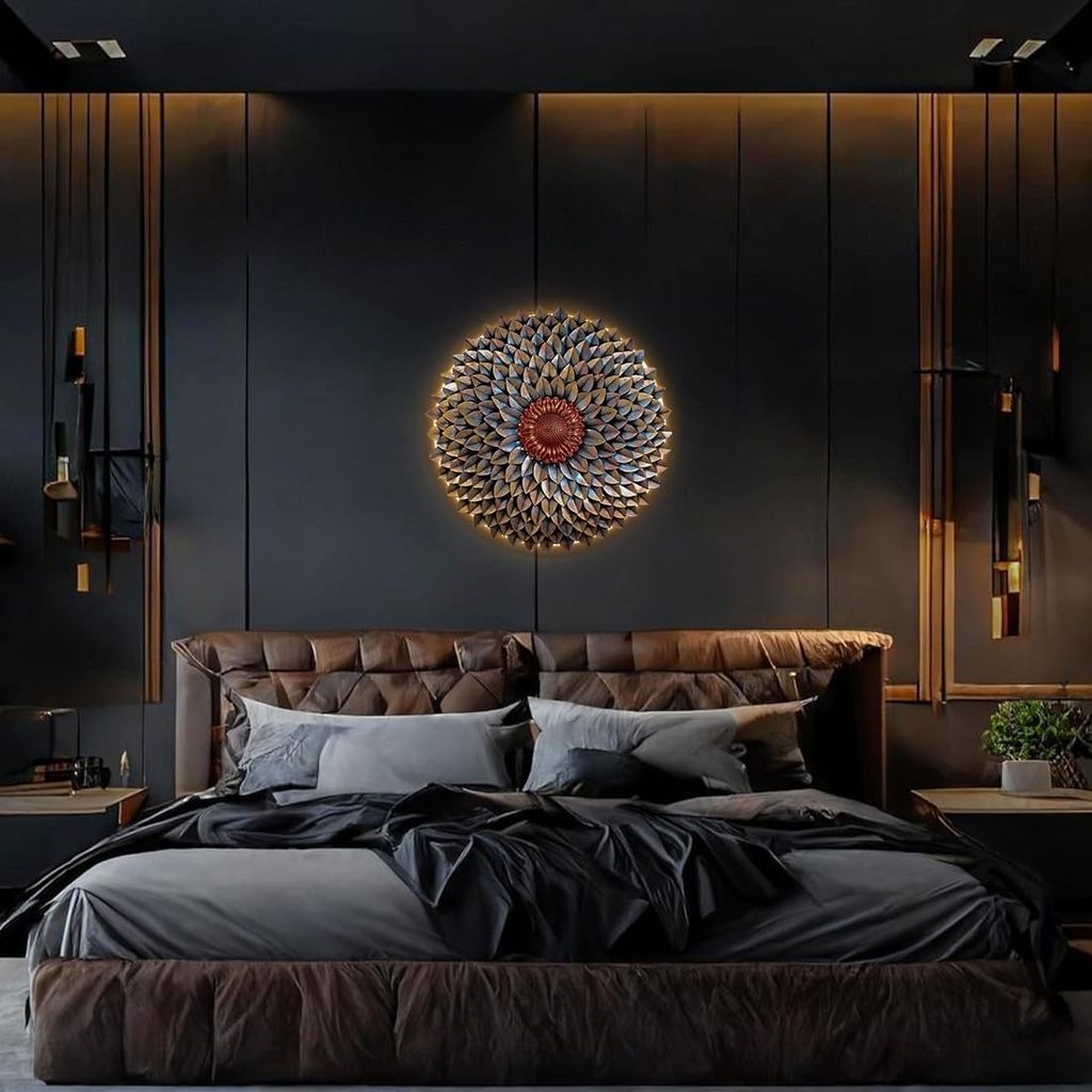 Rudraksha Corporation Metal Wall Decor For Living Room And Bedroom | Metal Wall Art Sculpture For Decorating Drawing Room Sofa Wall | Gift For Home Decor Or Office Decor (Handpainted Urban Flower