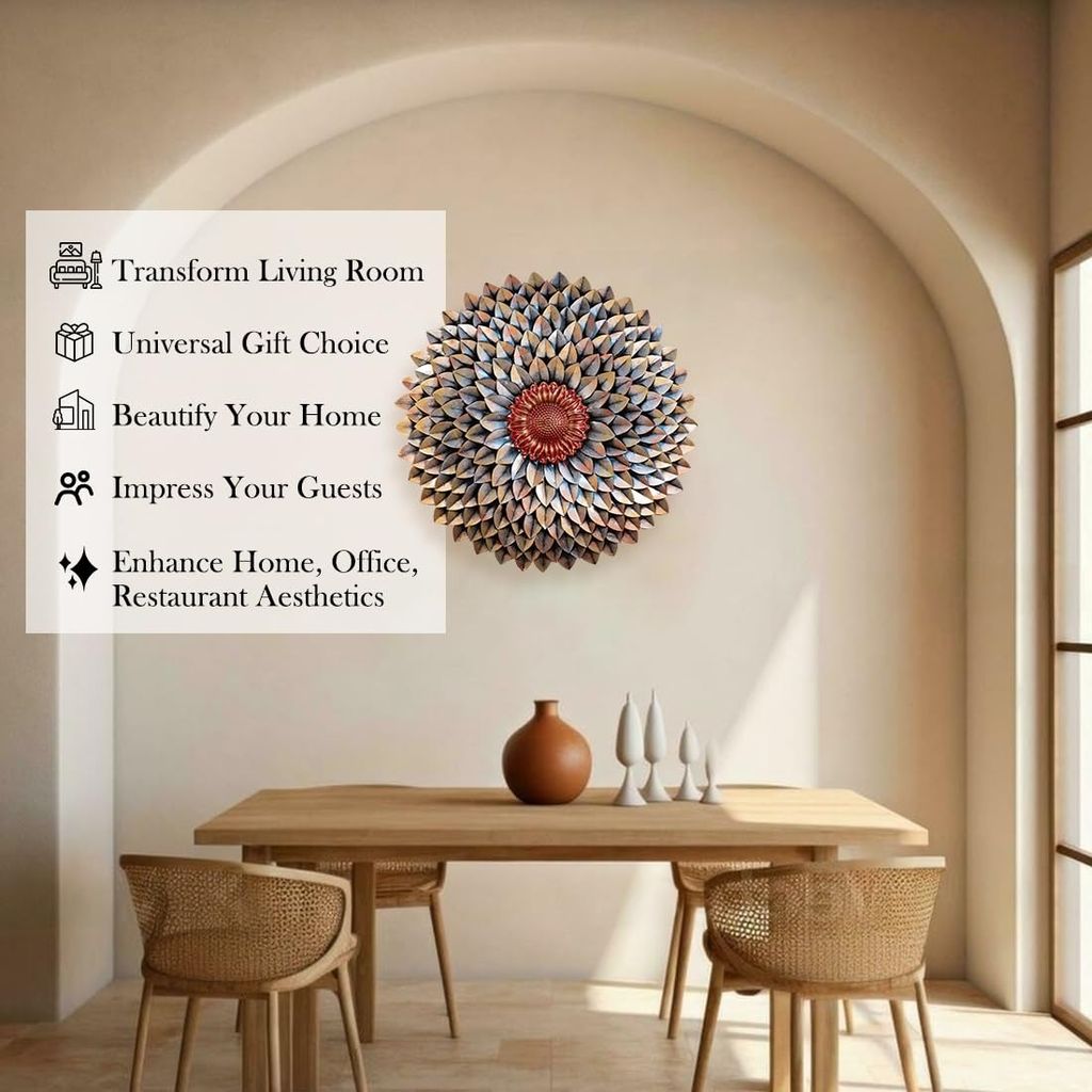 Rudraksha Corporation Metal Wall Decor For Living Room And Bedroom | Metal Wall Art Sculpture For Decorating Drawing Room Sofa Wall | Gift For Home Decor Or Office Decor (Handpainted Urban Flower view 2
