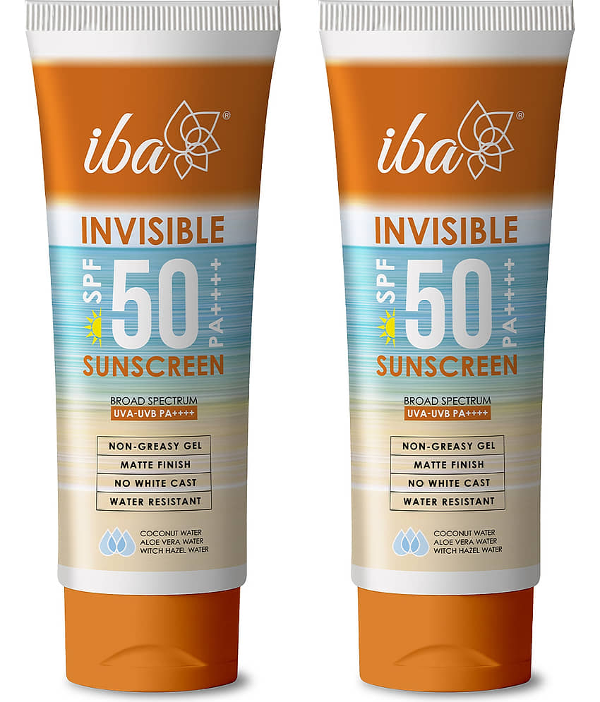 Iba Invisible Sunscreen Gel Based Oil Free Matte Finish - SPF 50 PA++++, 100g (Pack of 2 )