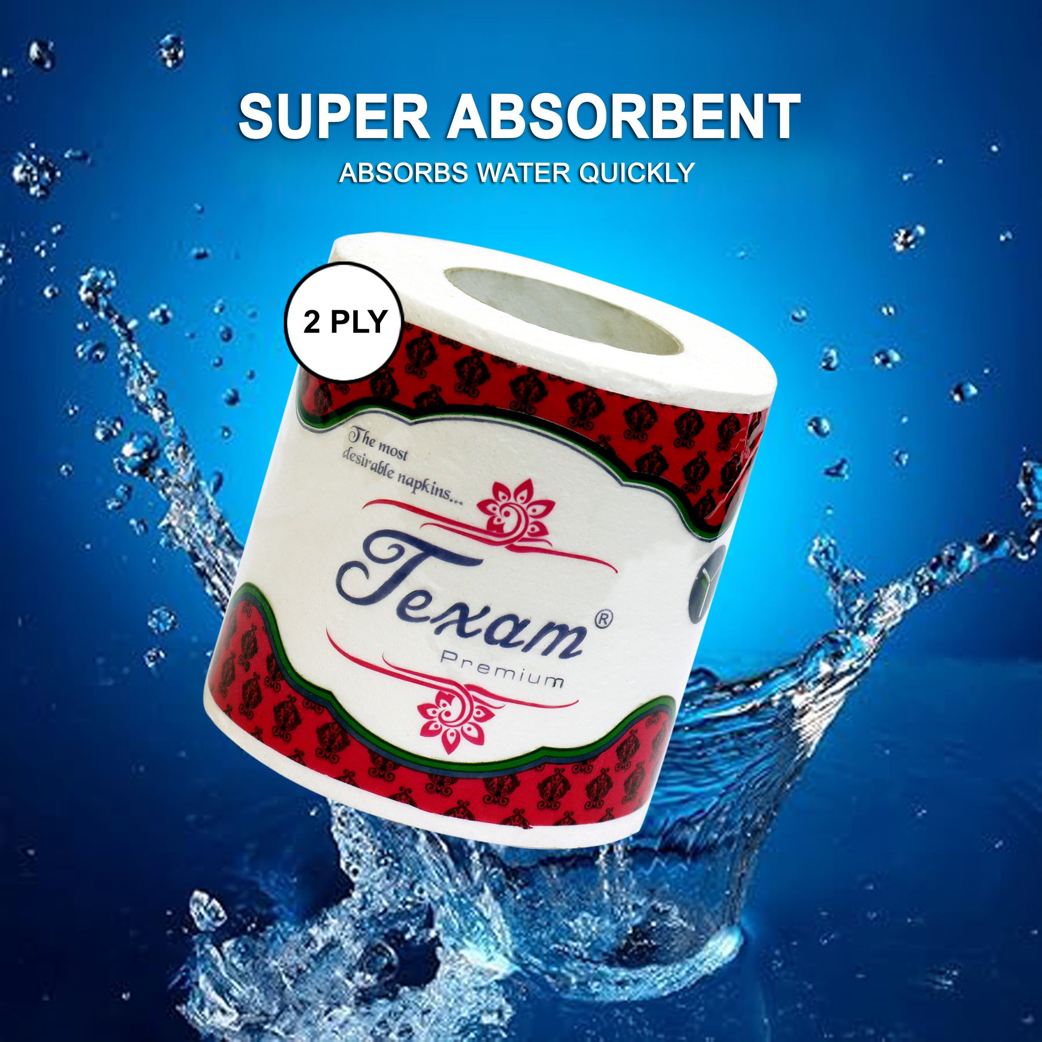 Texam 2 Ply Soft And Highly Absorbent Toilet Tissue Paper | 100% Natural Virgin Cellulose Fiber - Pack of 1 (270 Pulls Per Roll) view 2