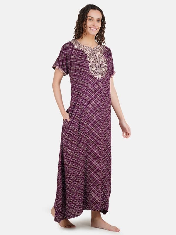 KOI SLEEPWEAR Premium Women Embroidery Night Gown Soft Breathable Alpine Fabric Nighty Maxi view 2