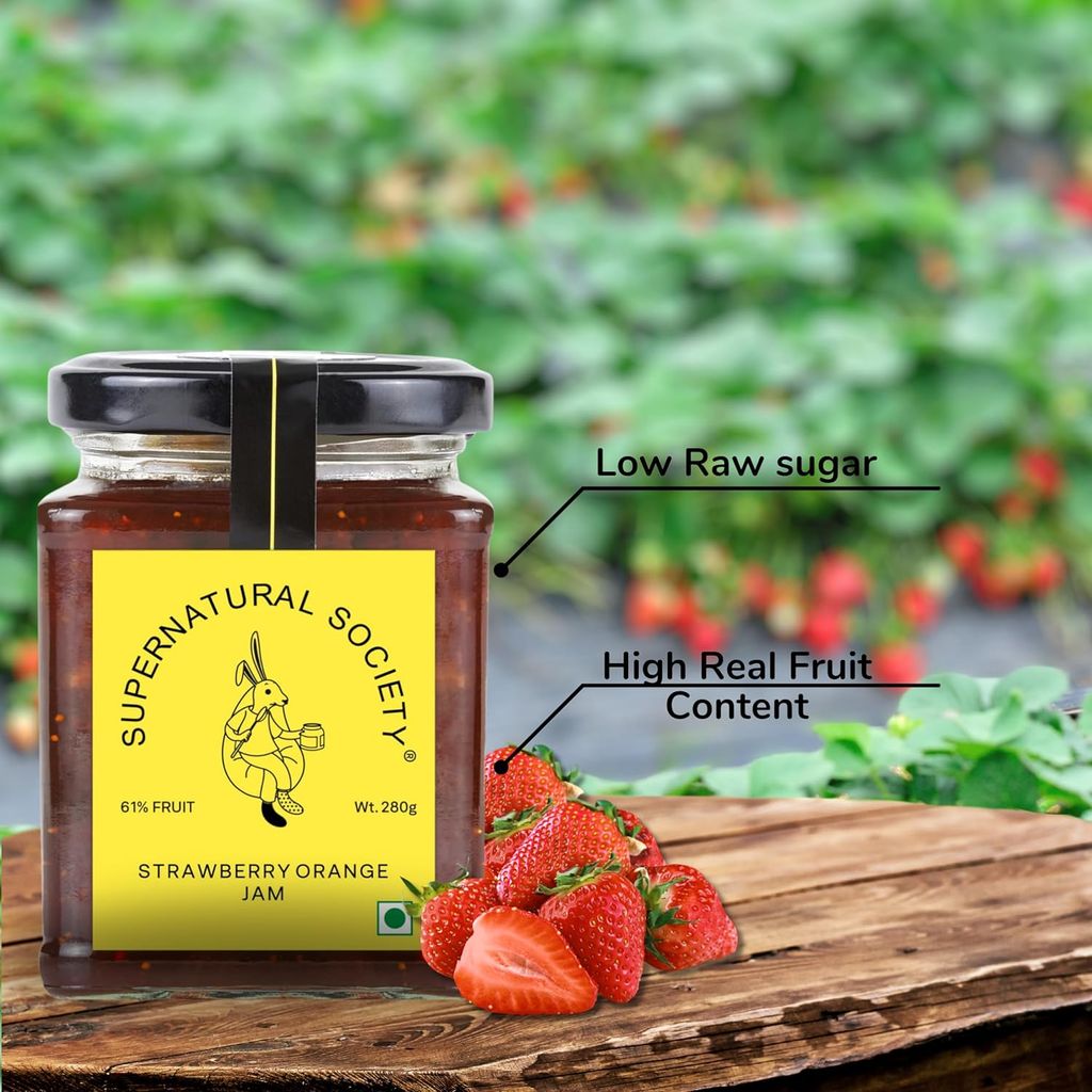Supernatural Society - Strawberry Orang Jam 280g | Low Added Sugar | No Added preservatives | No Artificial Color Added | 100% Natural Flavor view 2