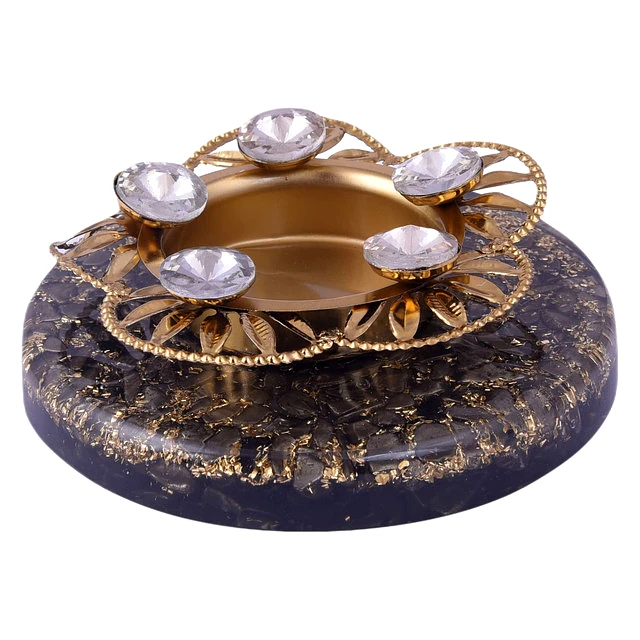 Tealight Holders with Natural Crystal Stone, Decorative,Votive Candle Holder, Tealight Candle Holder for Romantic Candle, Night, Dinner,Wedding,Bathroom, Diwali, Chirstmas(KI_096) by Krishna Impex