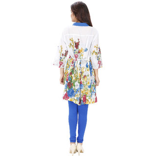 Svt Ada Collections Blue Cotton Floral A-line Midi Dress view 2