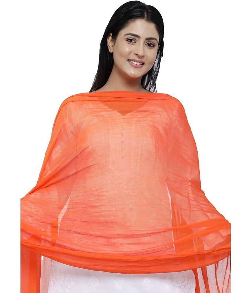 TULSI (CRAFTED WITH HEART) Women Chiffon Dupatta ( Orange , Pack of 1 ) view 2