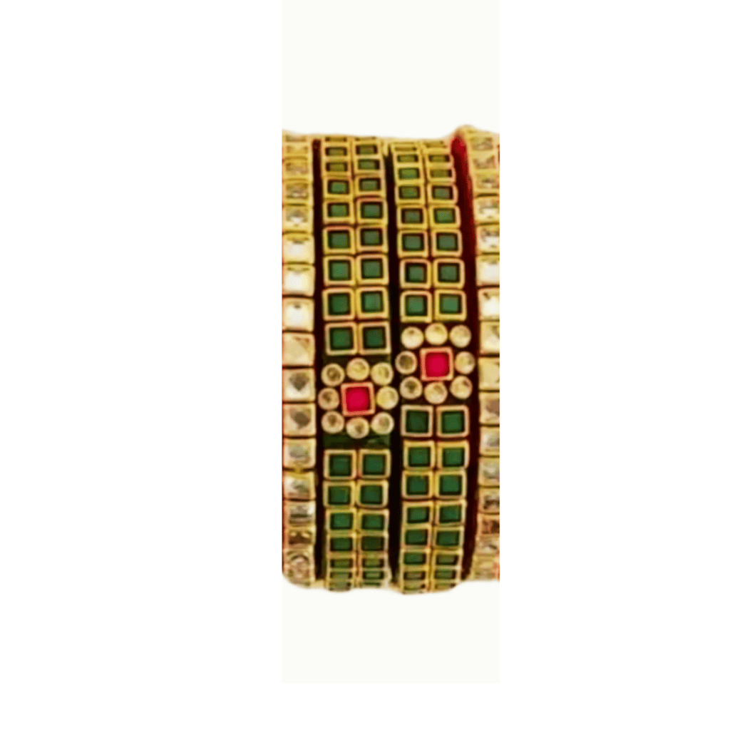 Kundan Worked Silk Thread Bangles Set view 2