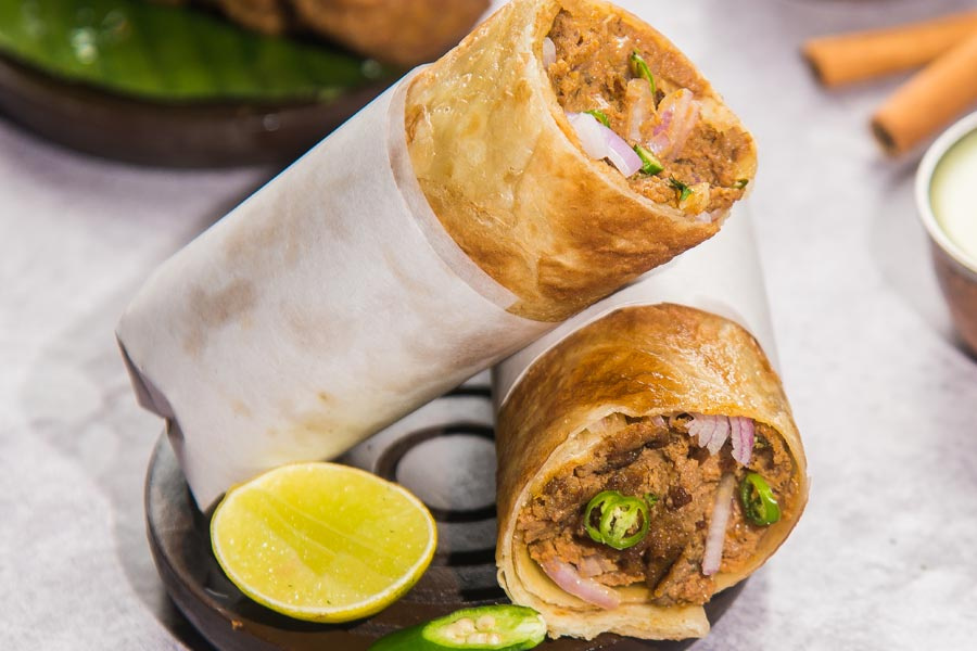 Chicken galouti kebab roll