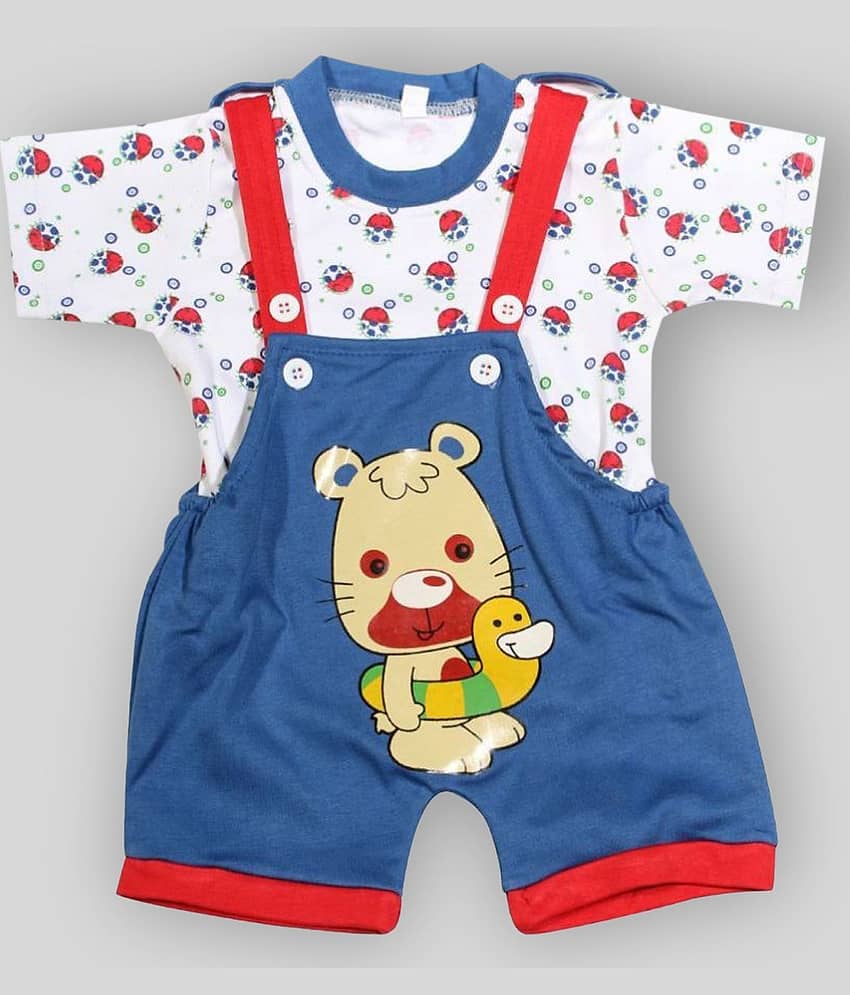 Babeezworld Pack of 2 Baby Girls Cotton Dungarees ( Multicolor ) view 2