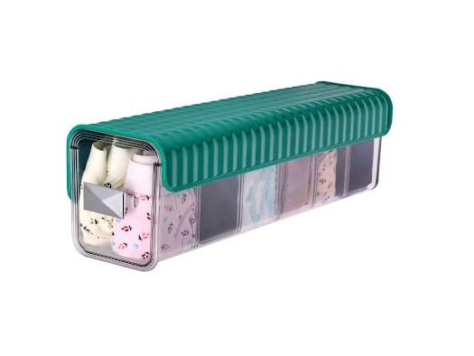 6-Grid Clear Plastic Organizer Bins with Lids for Kitchen Pantry Cabinet Storage view 2
