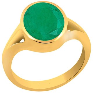 RS Jewellers Certified Emerald Panna 5.64 Carat Panchdhatu Gold Plating Astrological Ring for Men Women