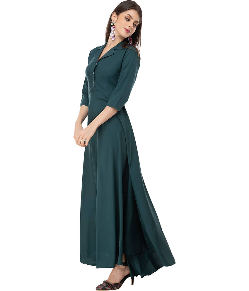 Rudrakriti Women Crepe Solid A-line Dress ( Purple ) view 2