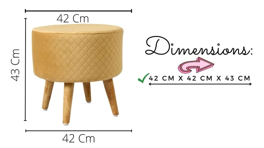 Shadowkart Ottoman Pouffes Sitting Mudda Puffy Stool for Living Room Dressing Table Pouf Round Footstool for Office Home Decor, Check Holland Velvet ,16x16x17 Inch view 2