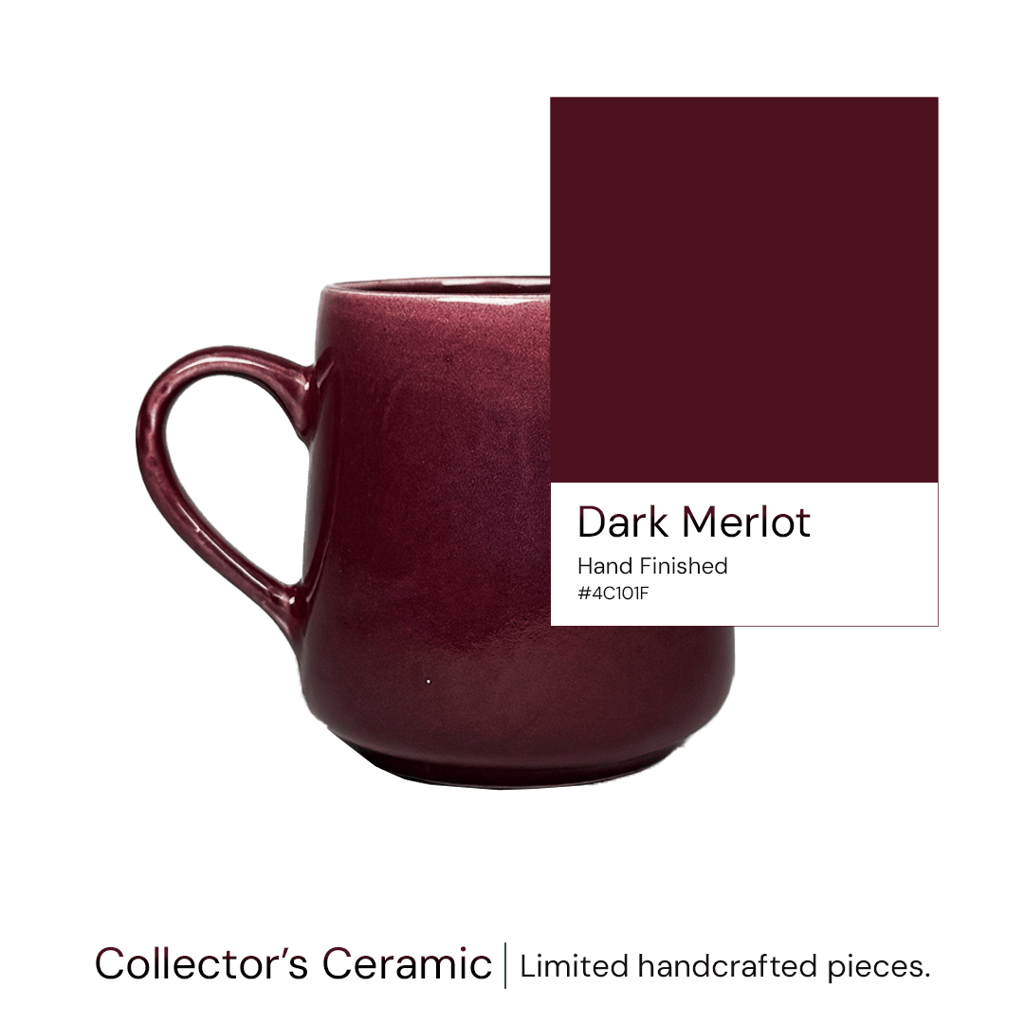 Heritales Dark Merlot Ceramic Mug for Coffee, Milk & Tea Lovers – 350 ML | Handcrafted in India |Vegan, Bone China-Free | Microwave, Dishwasher & Freezer Safe | Premium Artisanal Mug– Set of 2 view 2