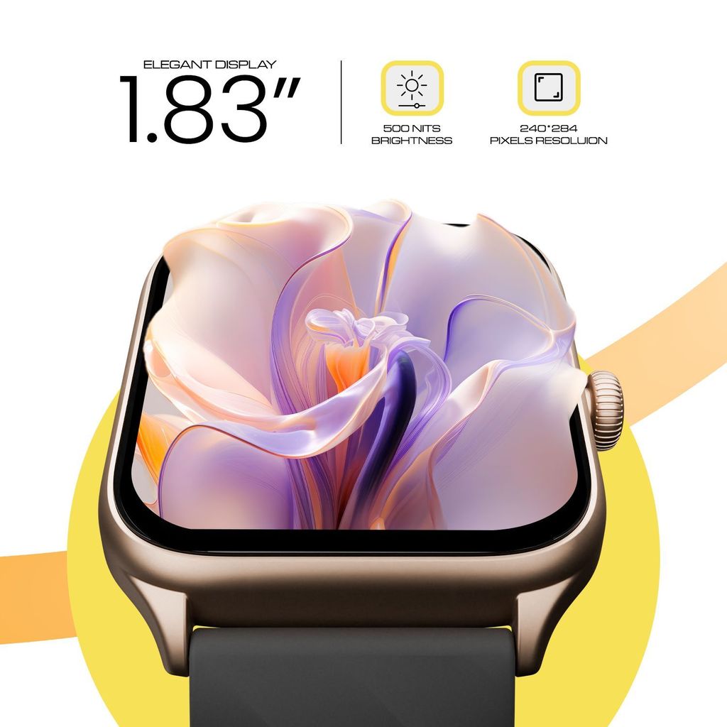 CELLECOR E1 Flex 1.83" (46.48mm) HD Display Smart Watch, 500 Nits, 60Hz Refresh Rate, Bluetooth Calling, AI generated Watch Faces, 100+ Sports Modes, Health Suite, Voice Assistance (Gold Pink) view 2
