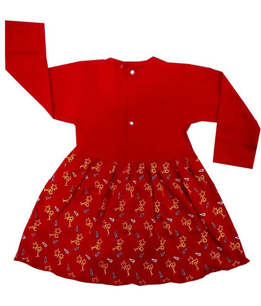INFANT Baby Girls 100% Cotton Frocks ( Red ) view 2