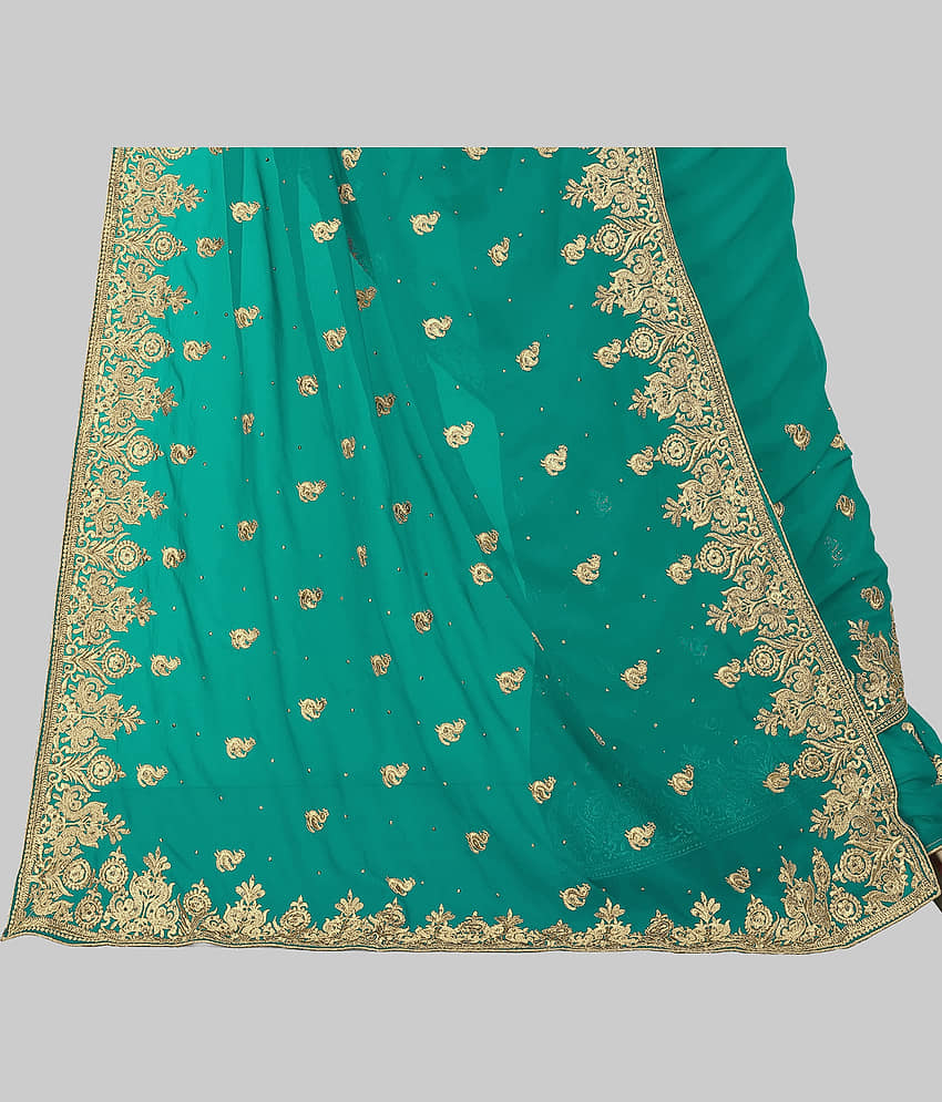 Om Shantam Sarees Georgette Embellished Saree With Unstitched Blouse Piece ( Pink ) view 2