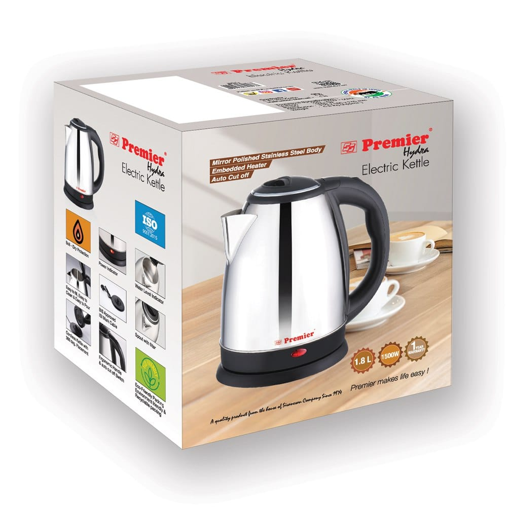 Premier Stainless Steel Electric Kettle - 1.8 Ltr