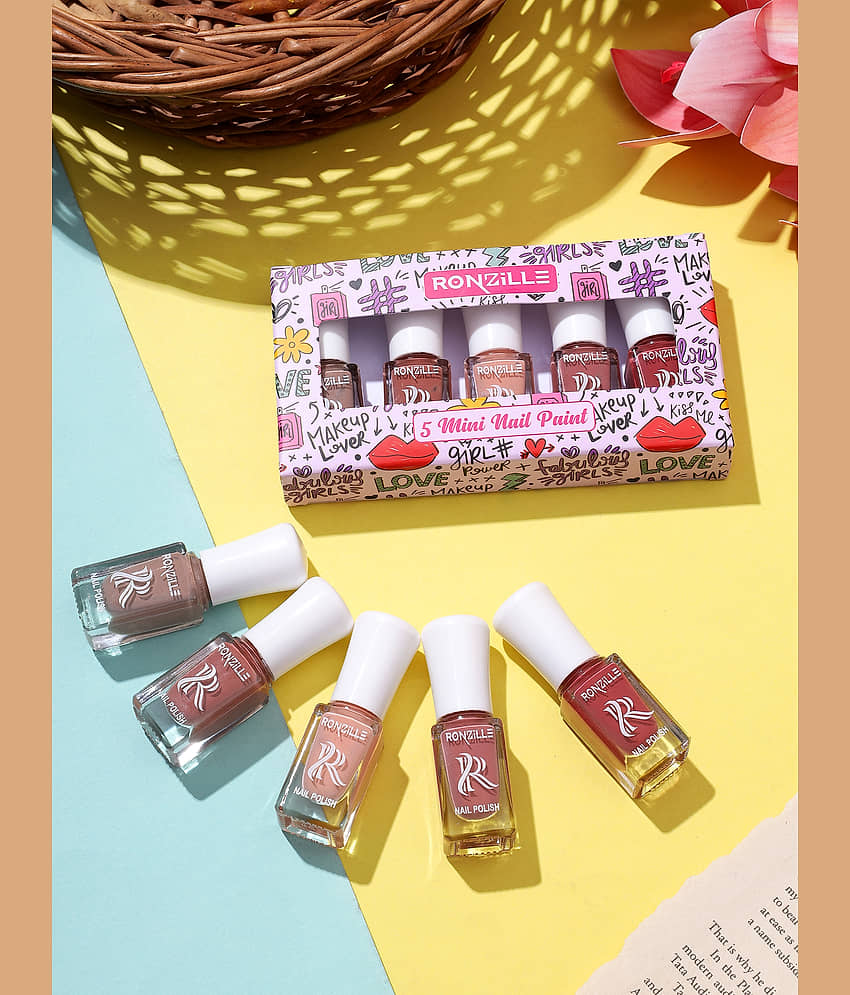 Ronzille Nude Glossy Nail Polish 18 ( Pack of 5 )