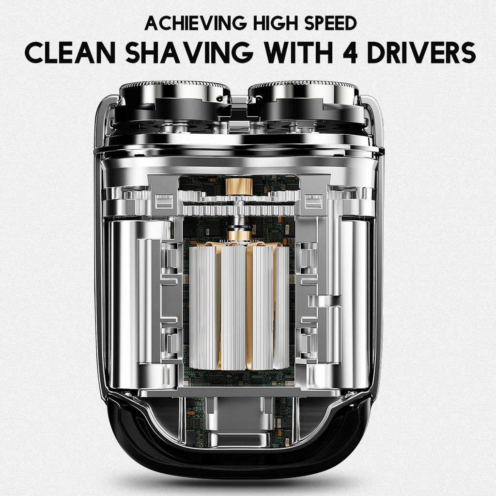 YuvaPulse Electric Super Car Shaver for Men IPX7 Waterproof, Dual Blade Fast USB Rechargeable, Effortless Wet & Dry Shaving, Portable & Travel-Ready (Silver) view 2