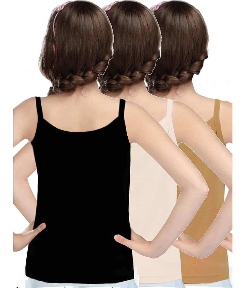 Inner Element Pack of 3 Girls Cotton Camisoles ( Multicolor ) view 2