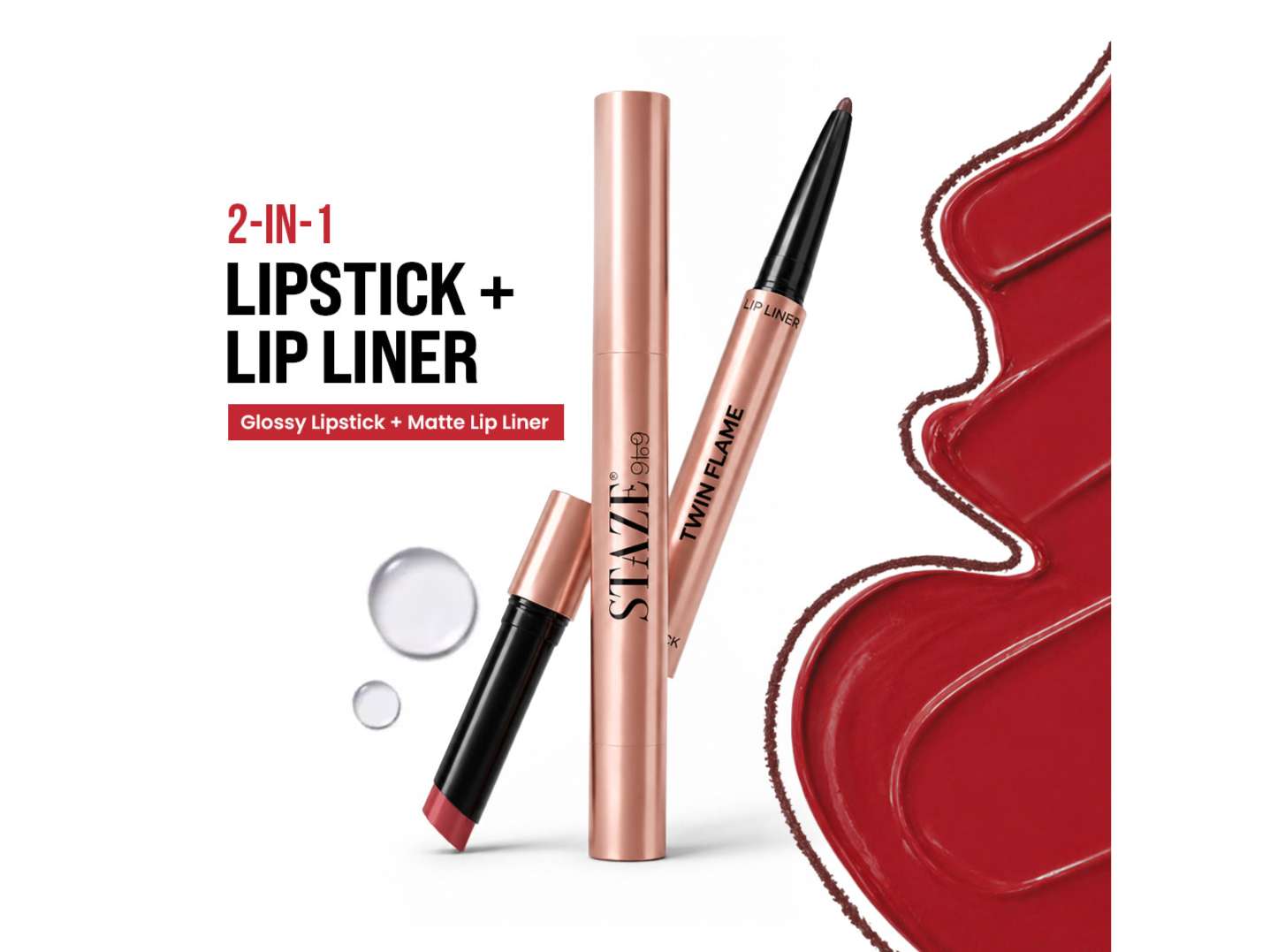 Staze 9to9 Twin Flame 2 in1 Lipstick + Lip Liner - Love Language - 06