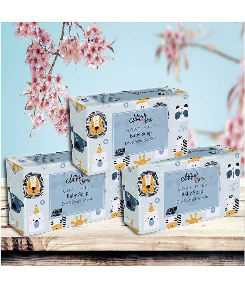 Mirah Belle - Organic Goat Milk Baby Soap 125gm (Pack of 3) - For Sensitive & Baby Skin- Handmade Soap 375gm