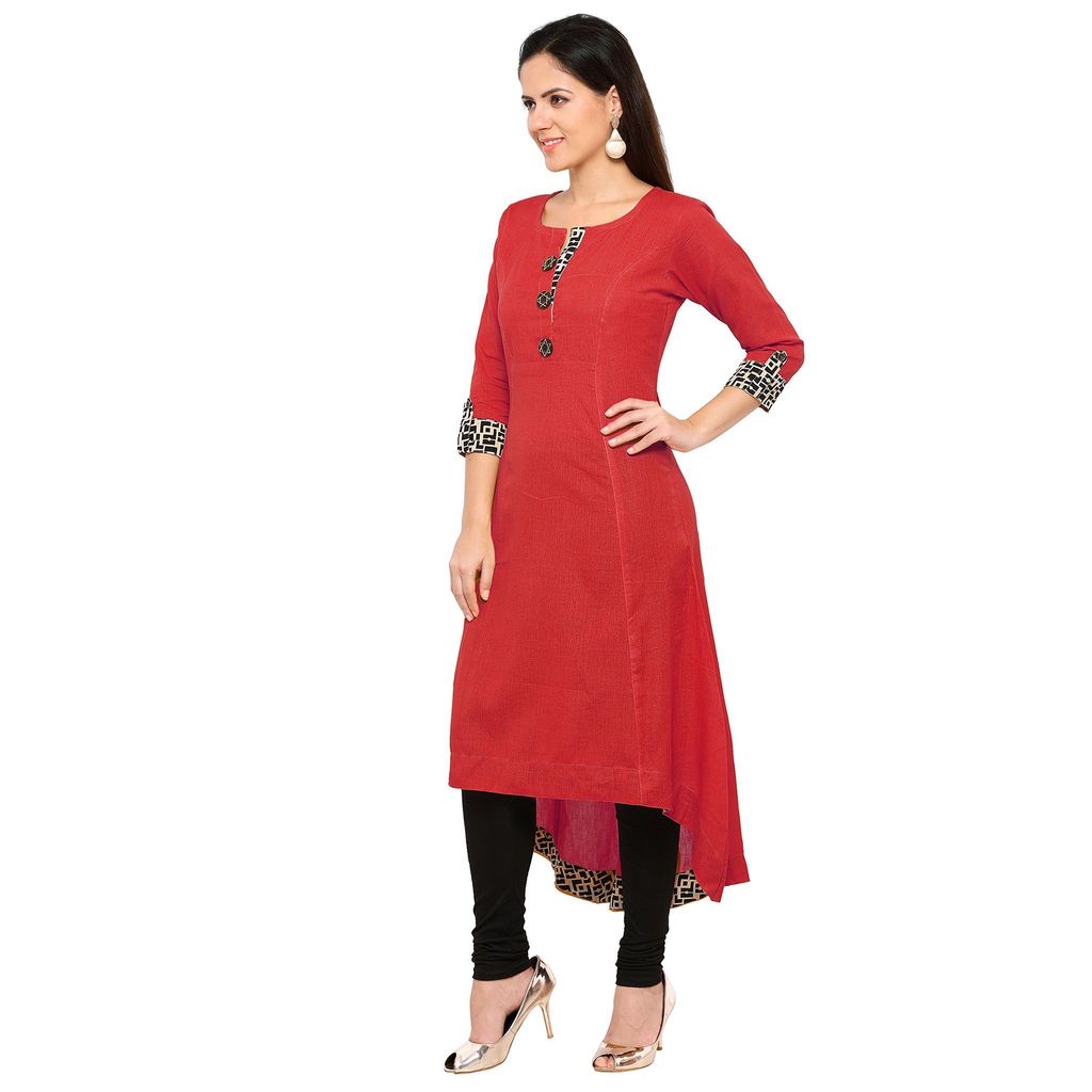 SHOPPING QUEEN Women Cotton Regular Kurta view 2
