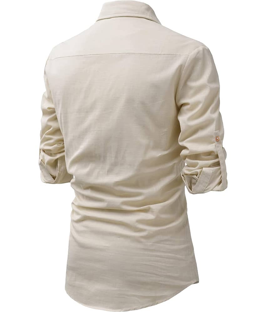 UNI VIBE Olive Cotton Blend Men's Shirt Style Kurta ( Pack of 1 ) view 2