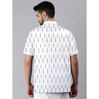 OMSAIFAB Men Self Design Casual White Shirt view 2