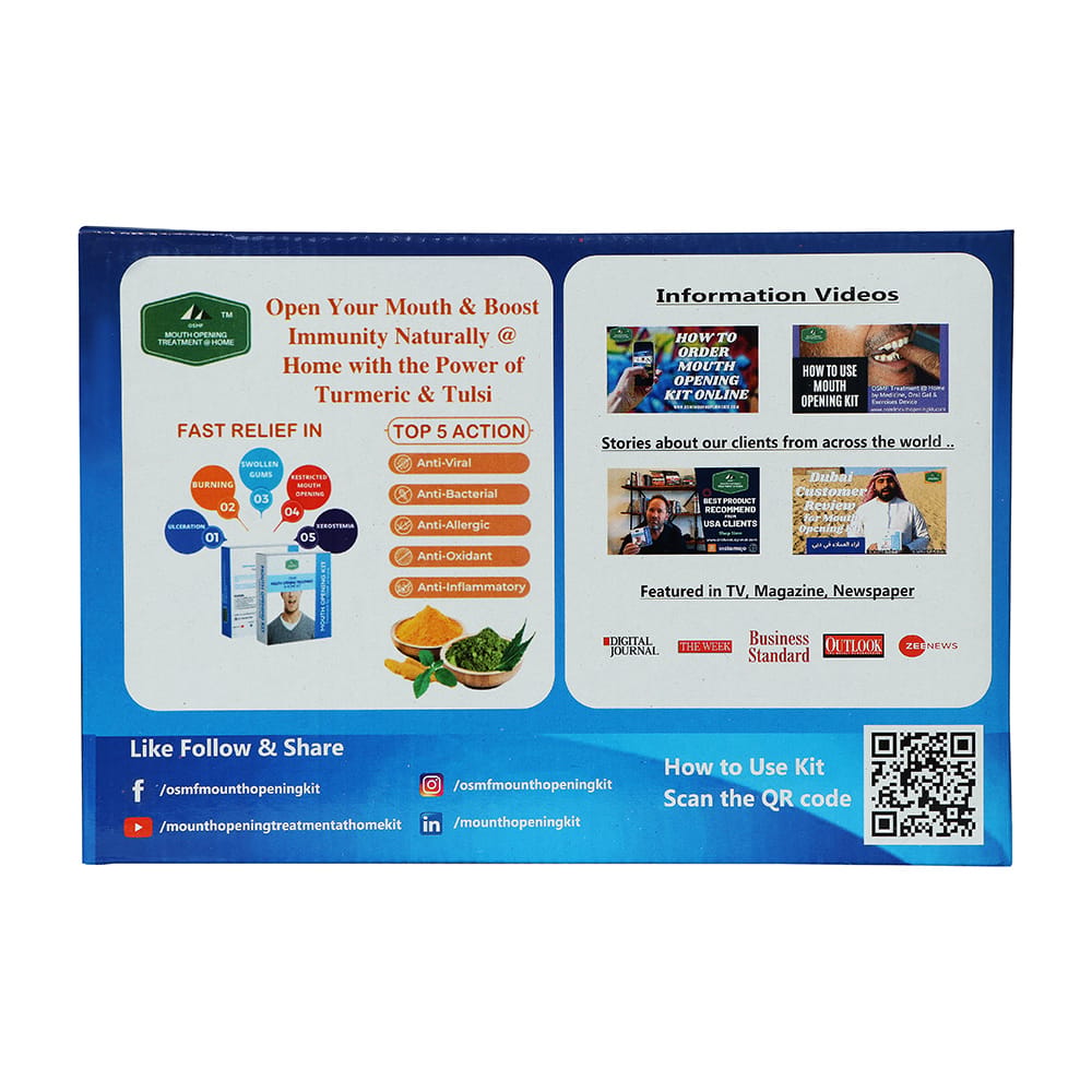 OSMF Mouth Opening Treatment@ Home Mouth Opening Kit™ with OSMF Tablets, Medicine, OSMF Gel and Mouth Opener - Pack of 4 Products view 2