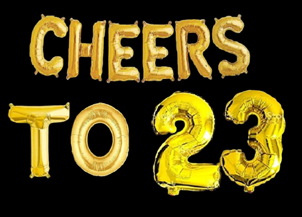 Partyzon Gold Cheers to Birthday Foil Balloon Combo Party Decoration for Anniversary Celebration 16 Inches view 2