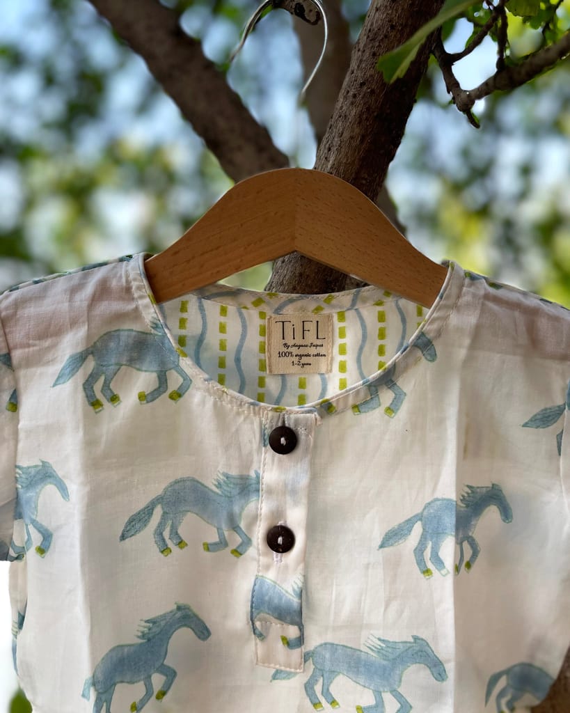 Casual kid wear with Dynamic Horse Print by Aagaaz Jaipur view 2