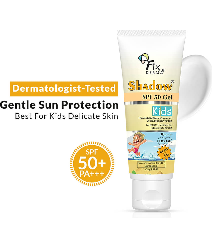 Fixderma Sunscreen - SPF SPF 50 PA+++ Shadow Kids Sunscreen SPF 50+ PA+++ Lotion, Lightweight, UVA-UVB Protection (75 g)