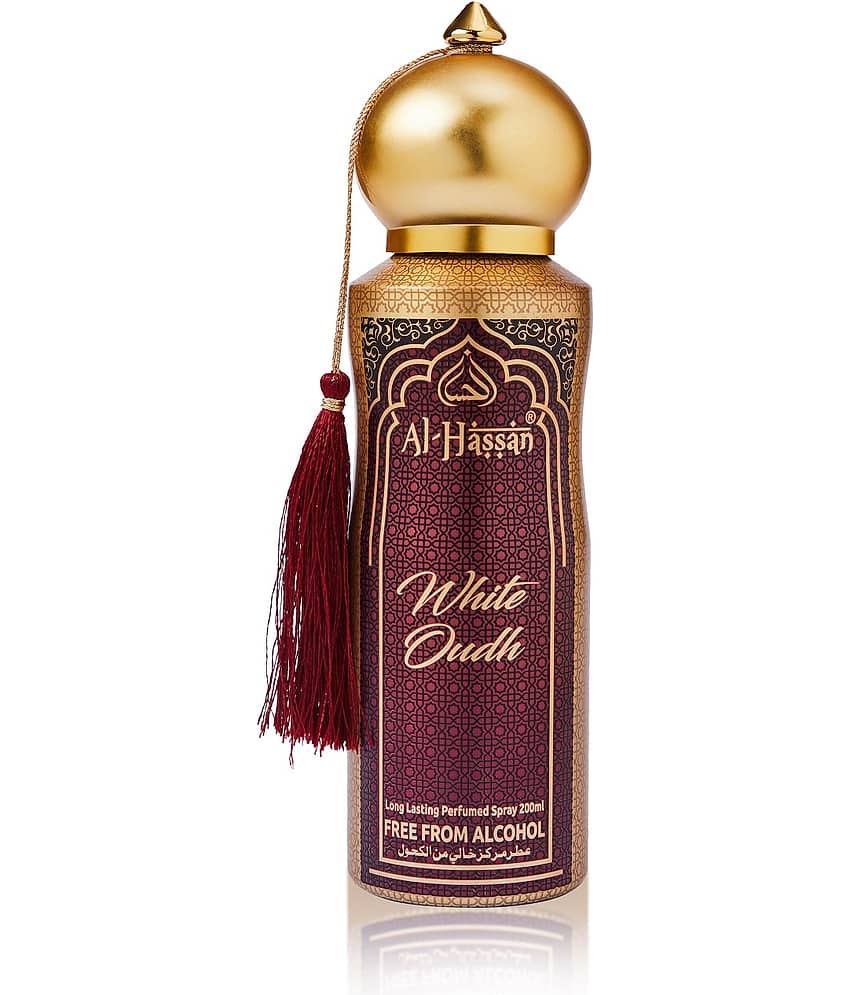 Al - Hassan White Oudh Perfumed Spray For Men & Women Long Lasting Body Spray 200 ml (Pack of 1)