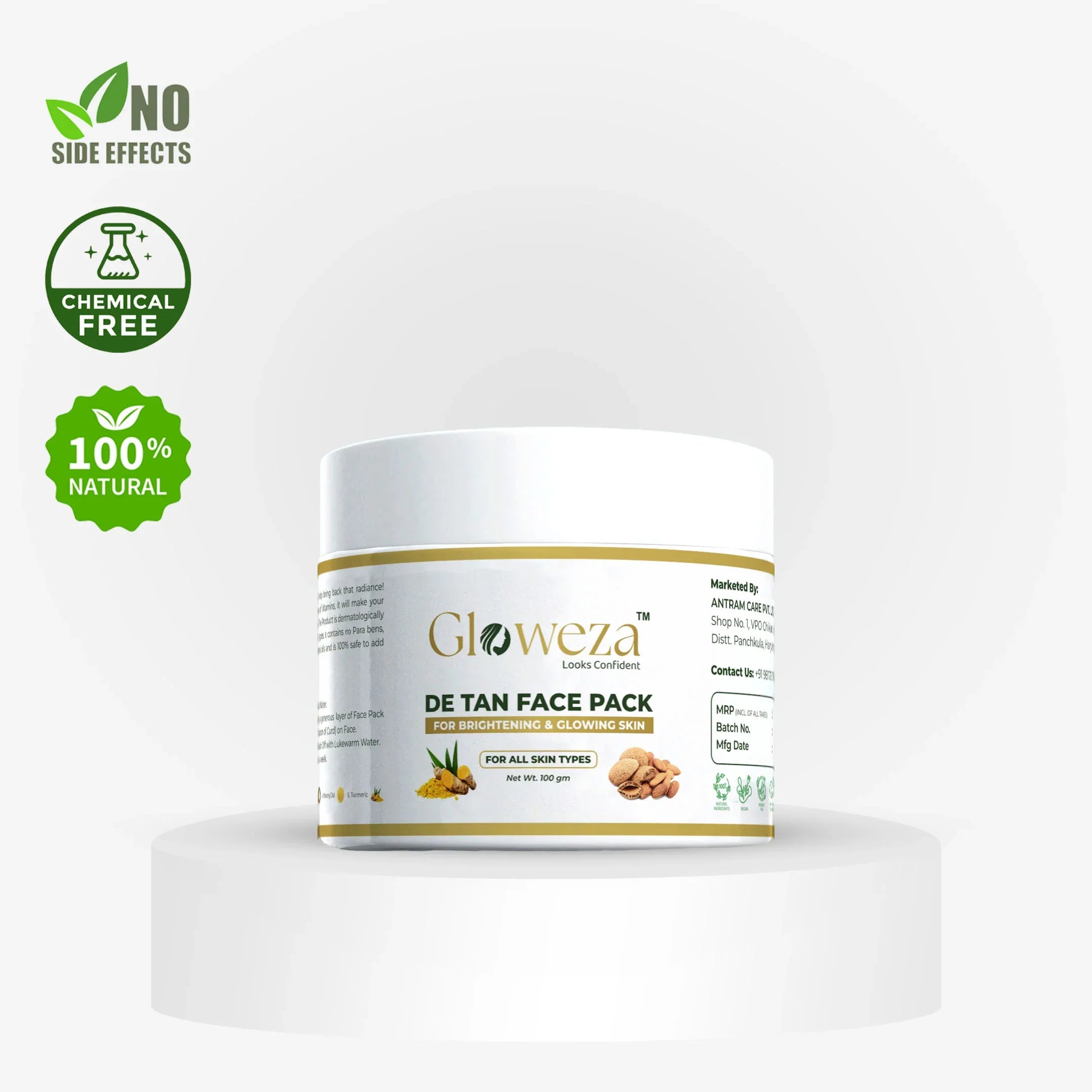 Gloweza De Tan Face Pack for Tan Removal - 100g