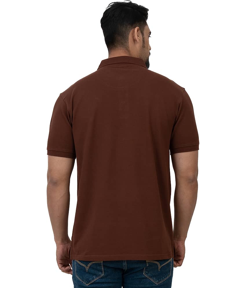 Cotstyle Pack of 1 Cotton Blend Regular Fit Solid Half Sleeves Men's Polo T Shirt ( Brown ) view 2